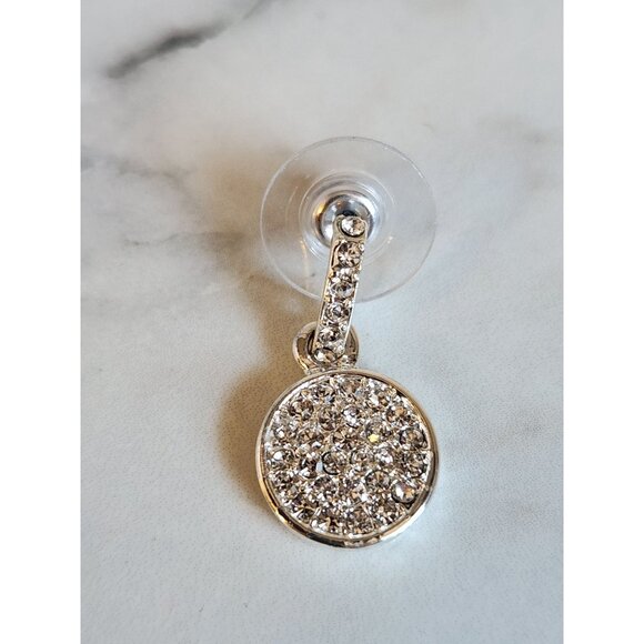 Napier Silver-Tone Crystal Pave Round Drop Earrings - Picture 4 of 5